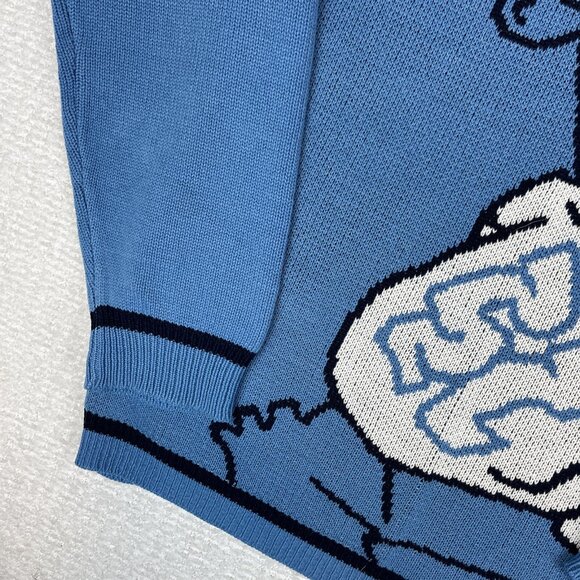 VINTAGE 725 Originals Sweater Blue AOP Y2K Hip Hop Baggy Knit Graphic Size M - Picture 4 of 16